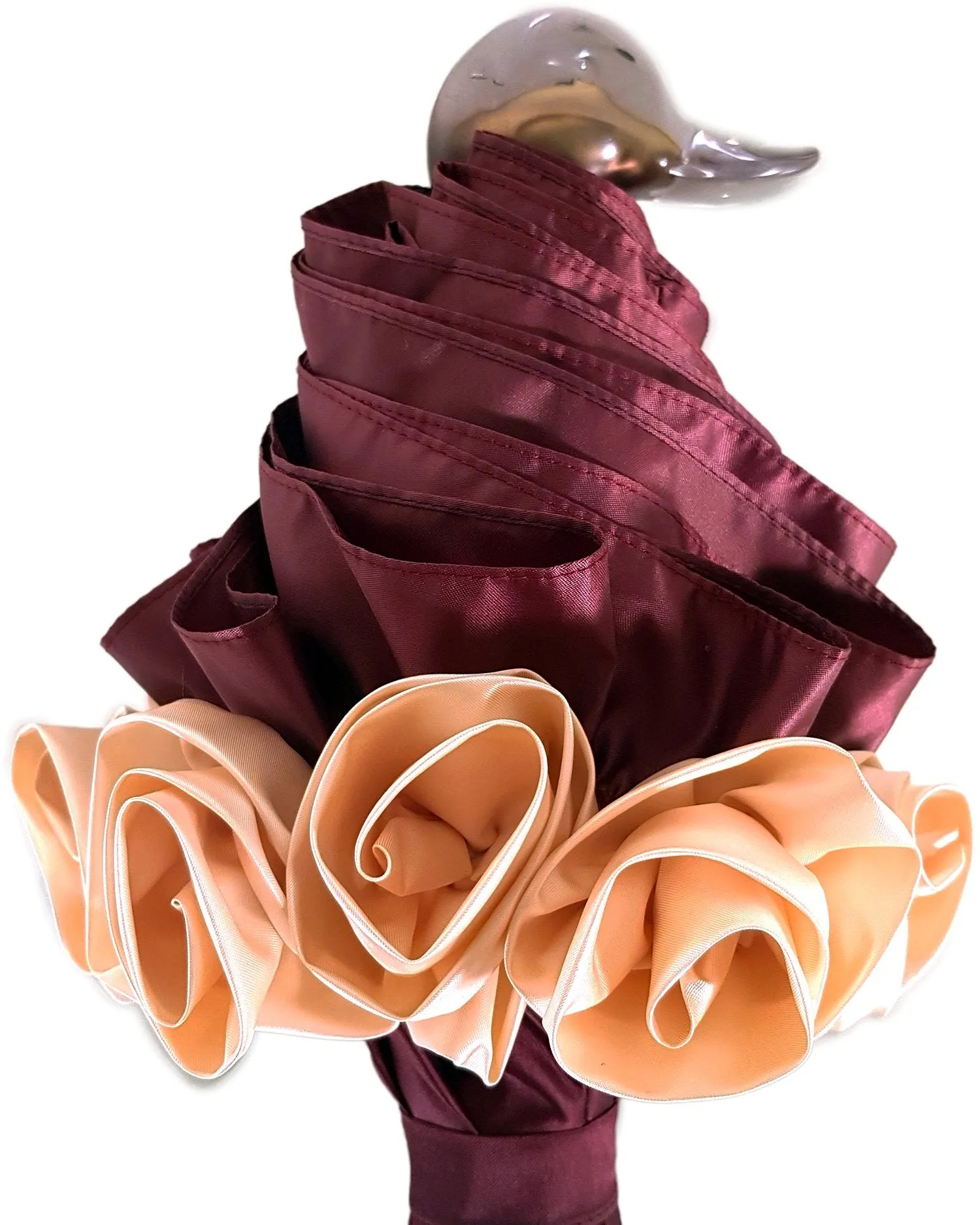 Amazing Frilly Burgundy Folding Umbrella Parasol