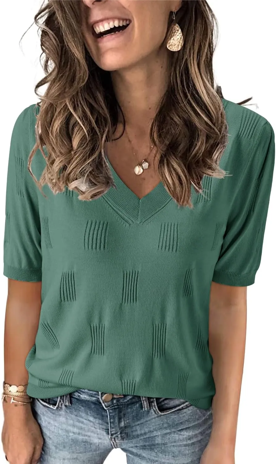 Arach&Cloz Women's Lightweight Summer Tops Casual Short Sleeve Blouses Shirts