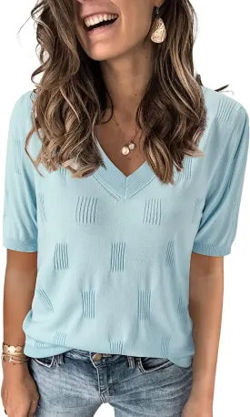 Arach&Cloz Women's Lightweight Summer Tops Casual Short Sleeve Blouses Shirts Arach&Cloz Women's Lightweight Summer Tops Casual Short Sleeve Blouses Shirts