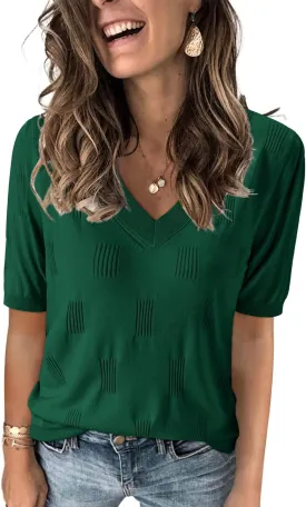 Arach&Cloz Women's Lightweight Summer Tops Casual Short Sleeve Blouses Shirts Arach&Cloz Women's Lightweight Summer Tops Casual Short Sleeve Blouses Shirts