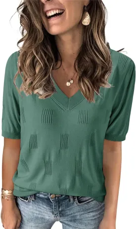 Arach&Cloz Women's Lightweight Summer Tops Casual Short Sleeve Blouses Shirts Arach&Cloz Women's Lightweight Summer Tops Casual Short Sleeve Blouses Shirts
