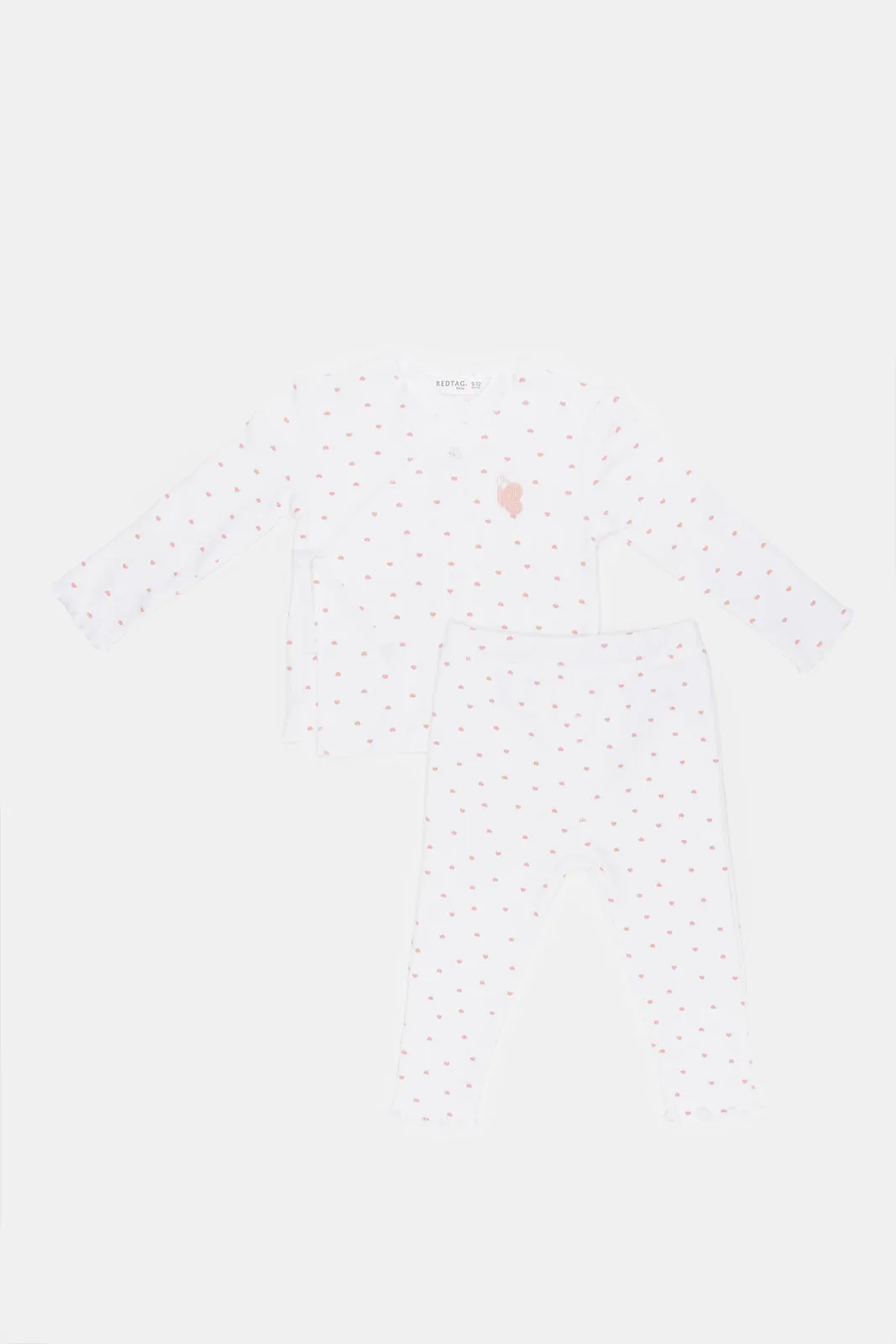 Baby White Printed Pyjama Set (2 Piece)