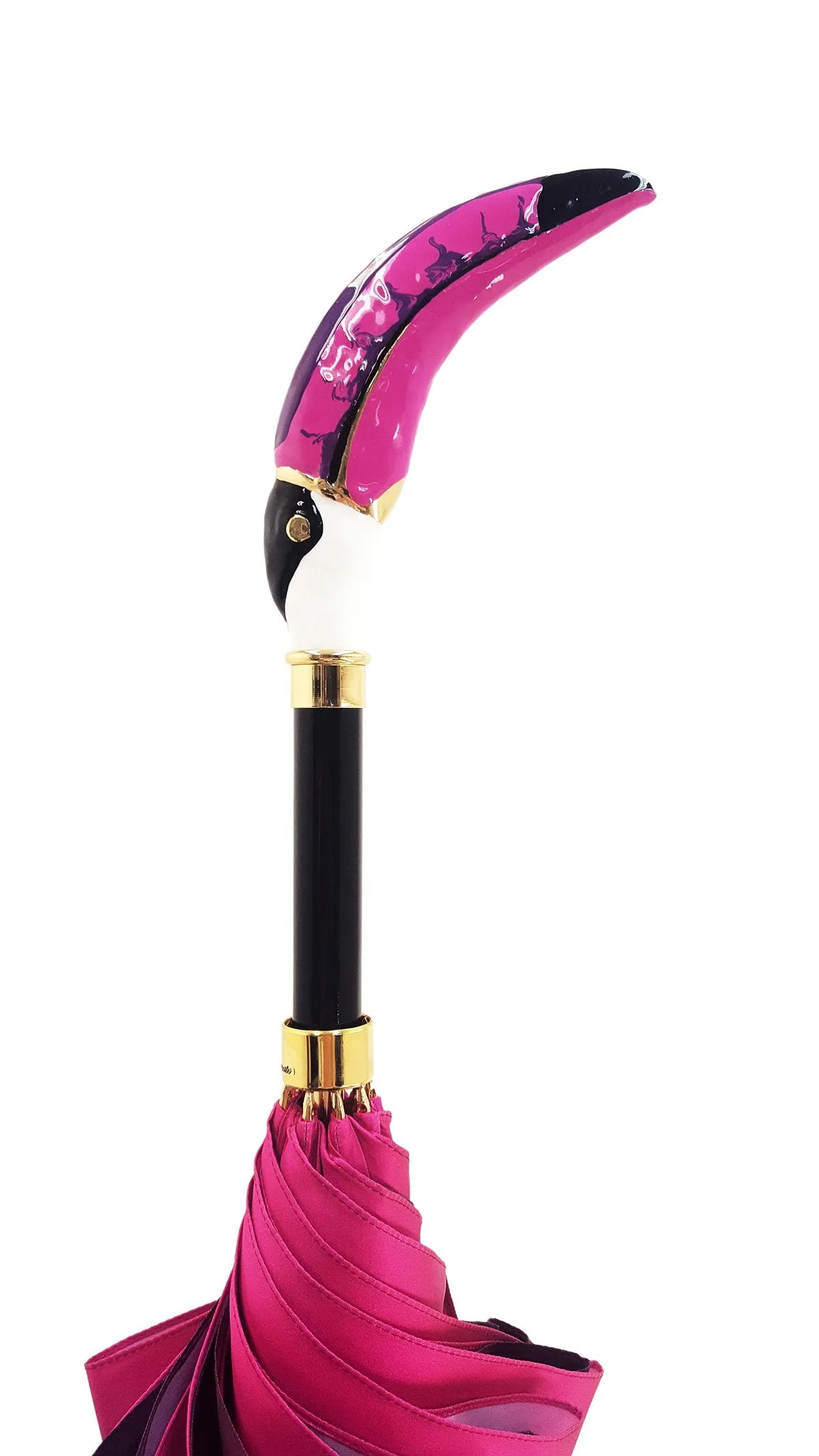 Beautifull Double Canopy Toucan Umbrella in a Luxurious Gradient Fuchsia Color