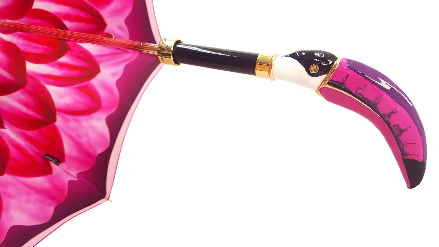 Beautifull Double Canopy Toucan Umbrella in a Luxurious Gradient Fuchsia Color