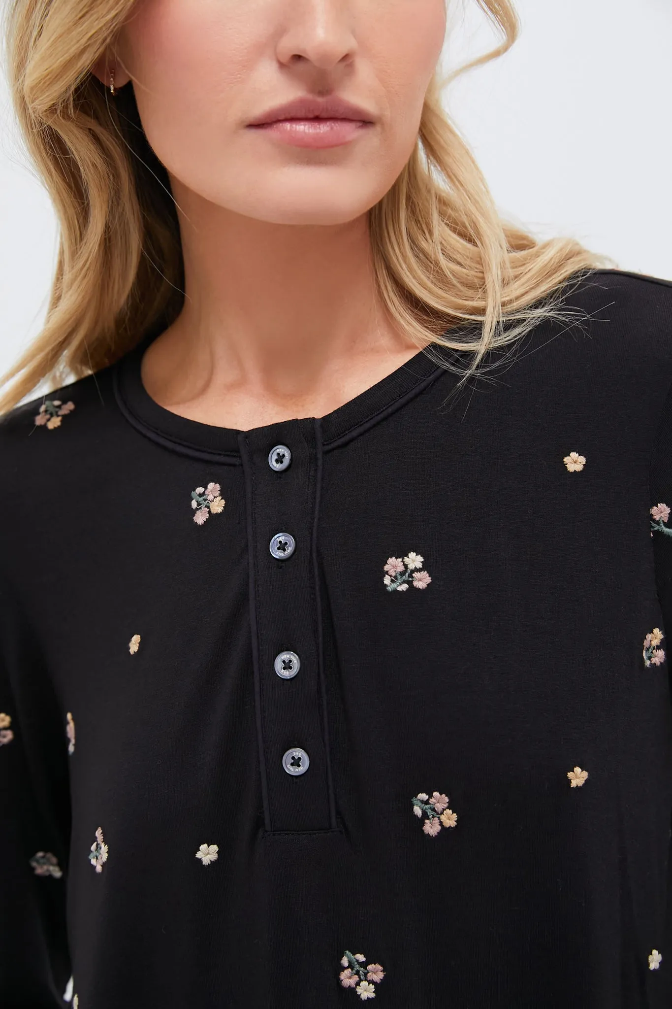 Black Orla Sleepwear Henley PJ Set