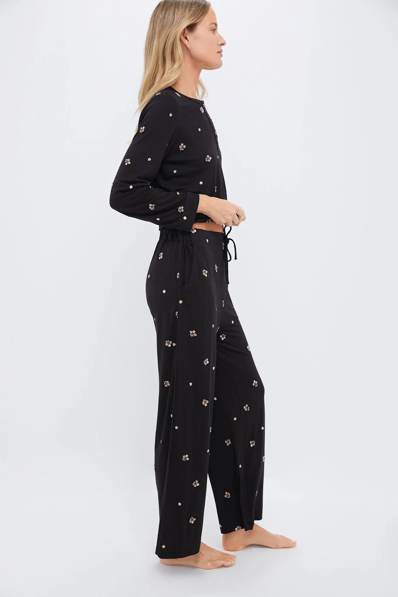 Black Orla Sleepwear Henley PJ Set