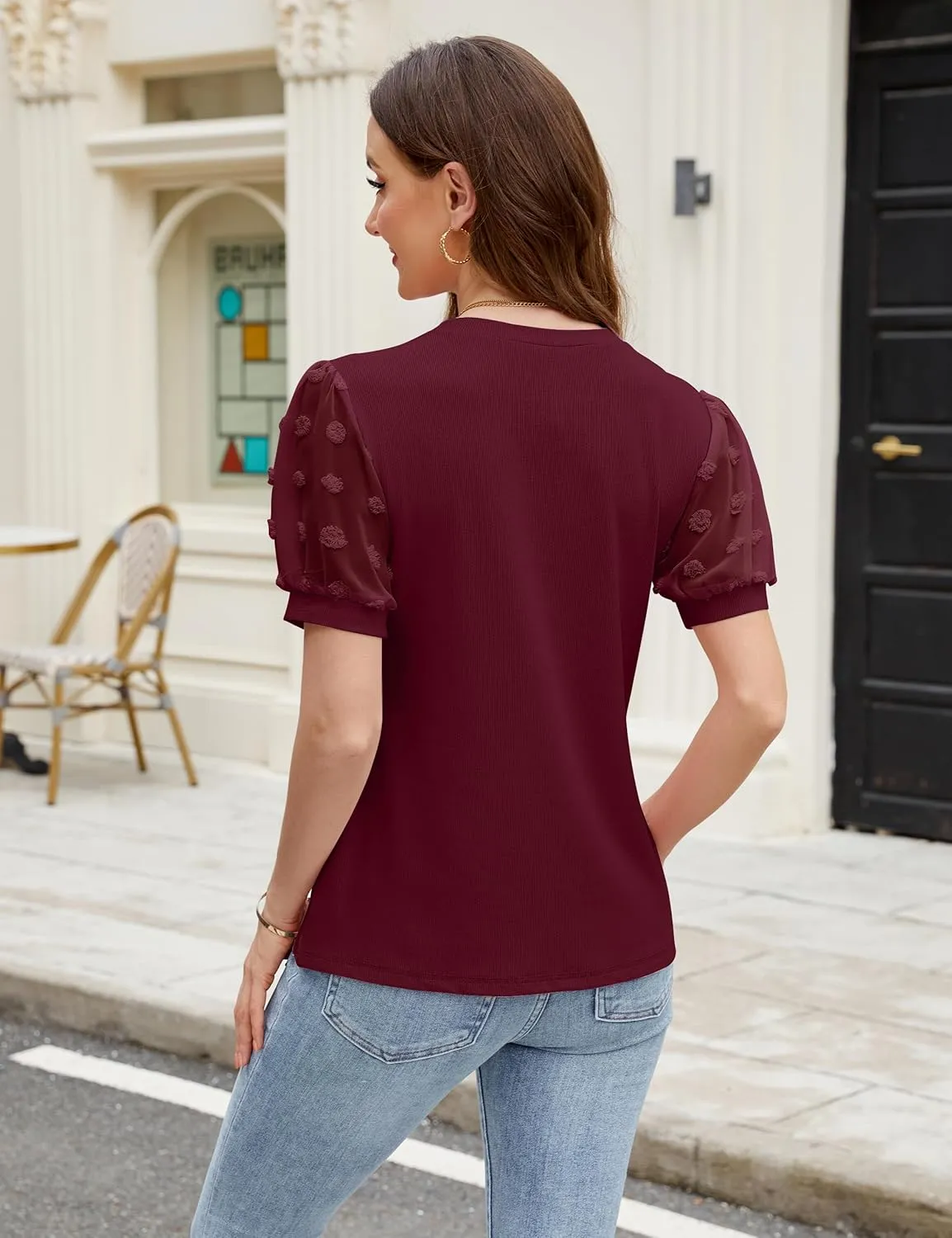 Blooming Jelly Womens Short Sleeve Blouse Business Casual Dressy Tops Ribbed Summer Stylish Work Shirts