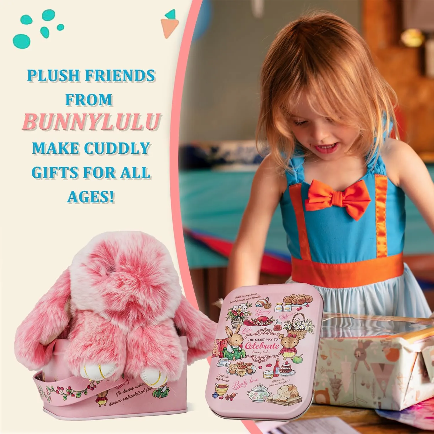 Bunnylulu Keychain with Tin 5.8" Soft Plush Handmade Charm, 16 Colors  Fun Graduation Gift & Stylish Summer Bag Accessory