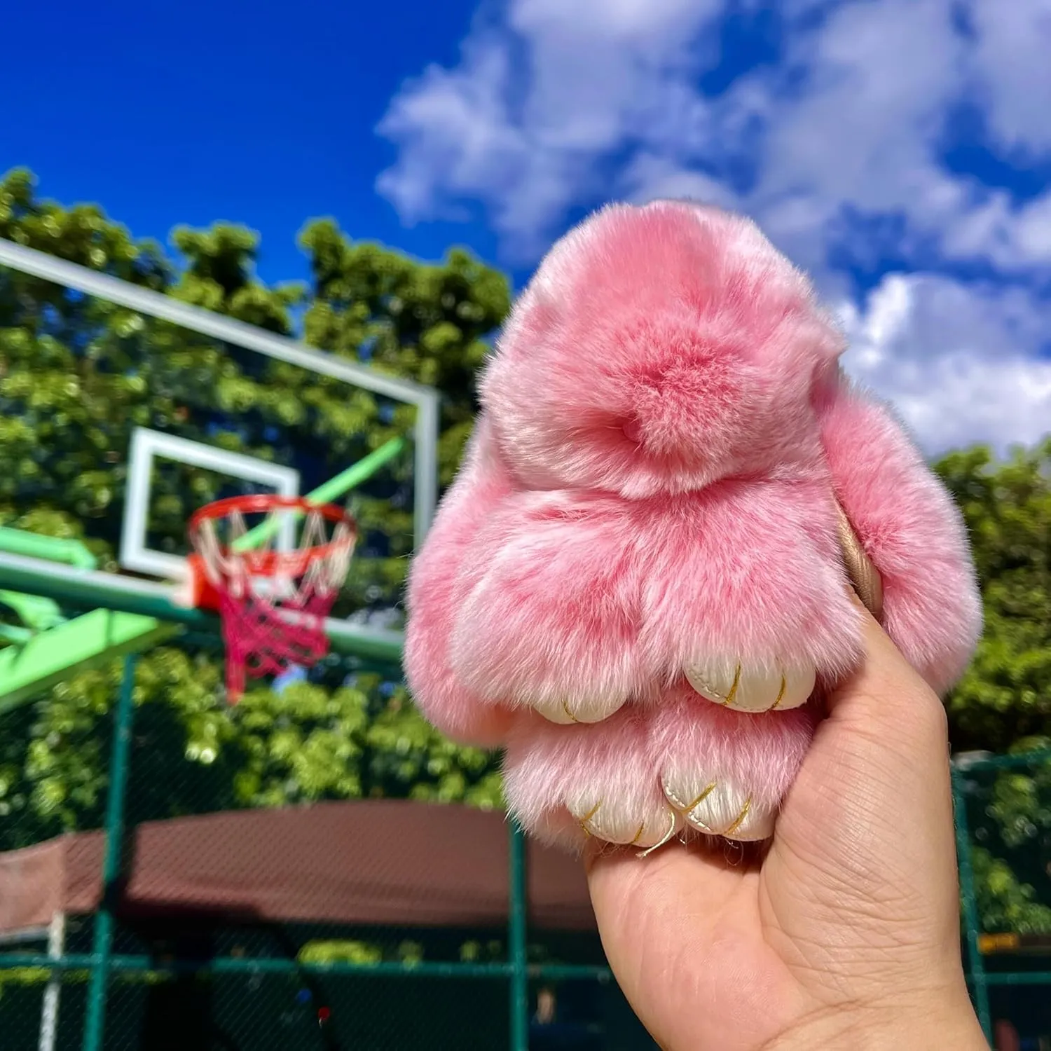 Bunnylulu Keychain with Tin 5.8" Soft Plush Handmade Charm, 16 Colors  Fun Graduation Gift & Stylish Summer Bag Accessory