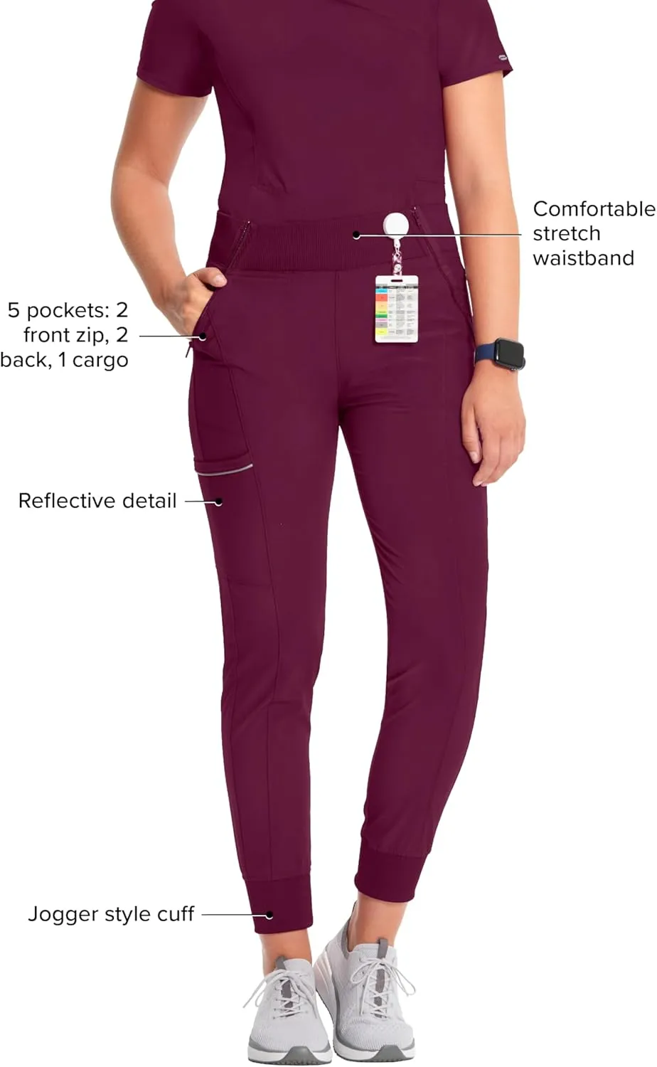 Cherokee Infinity Womens Scrub Jogger Pants Mid Rise with 5 Pockets, 360 Stretch Fabric - CK110A