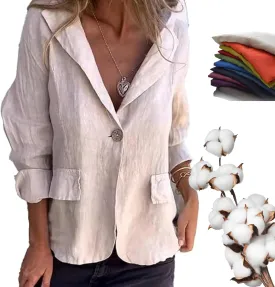 Cotton and Linen Casual Lapel Single-Button Thin Coat, New Linen Blazer Women Casual Lightweight 3/4 Sleeve Jackets Cotton and Linen Casual Lapel Single-Button Thin Coat, New Linen Blazer Women Casual Lightweight 3/4 Sleeve Jackets