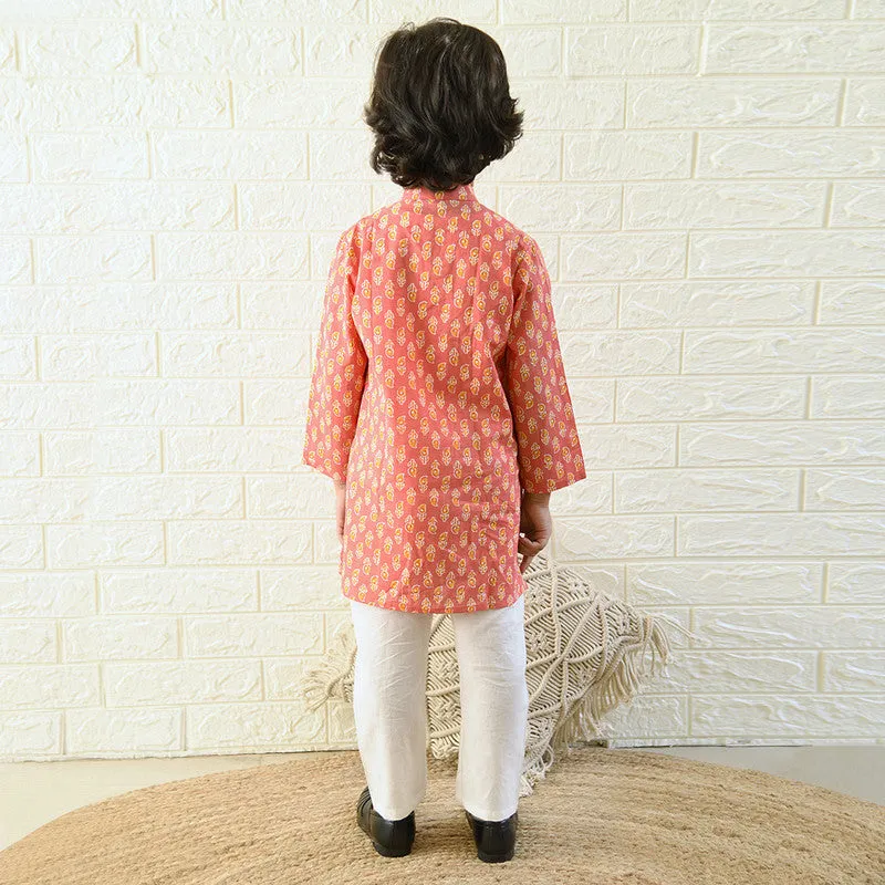 Cotton Kurta Pyjama Set for Boys | Festive wear | Peach