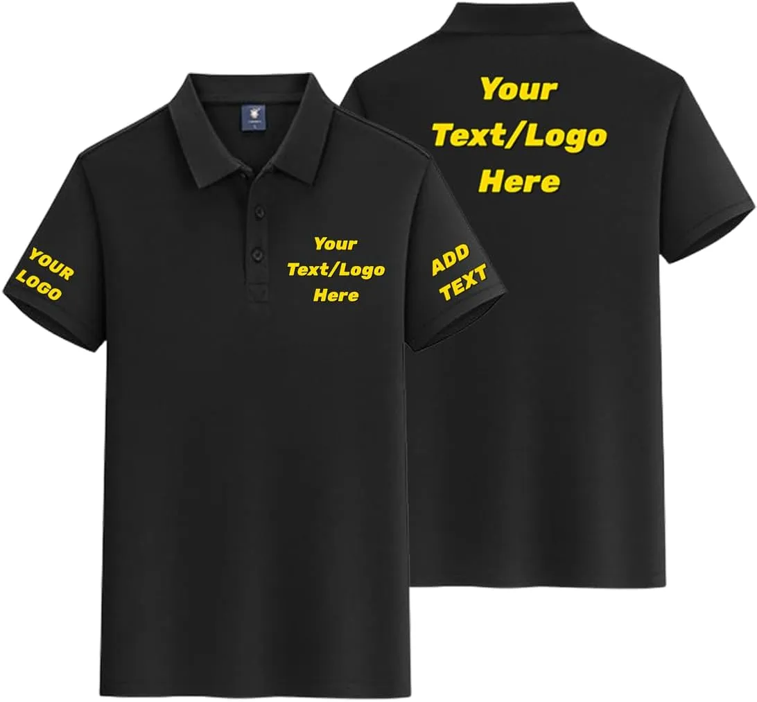 Custom Polo Shirt Add Your Own Logo Text, Personalized Golf Shirts for Men Women, Design for Work Casual