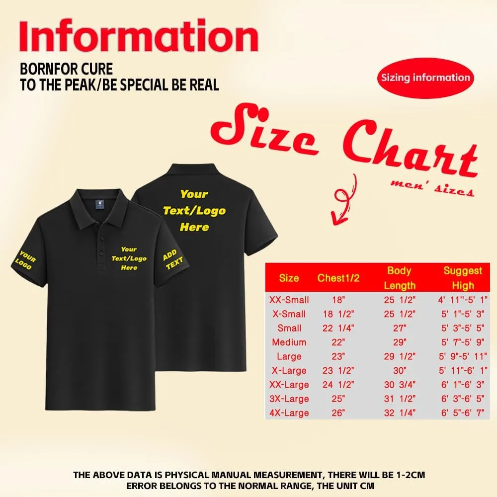 Custom Polo Shirt Add Your Own Logo Text, Personalized Golf Shirts for Men Women, Design for Work Casual