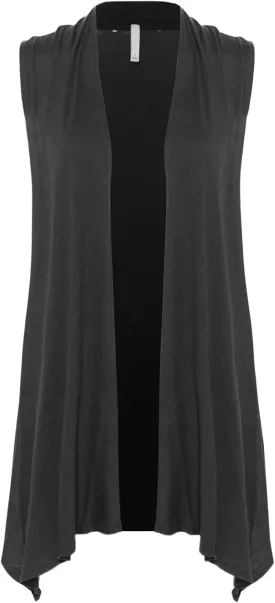 Design by Olivia Women's Sleeveless Open Front Draped Cardigan Vest Lightweight Cool Coat
