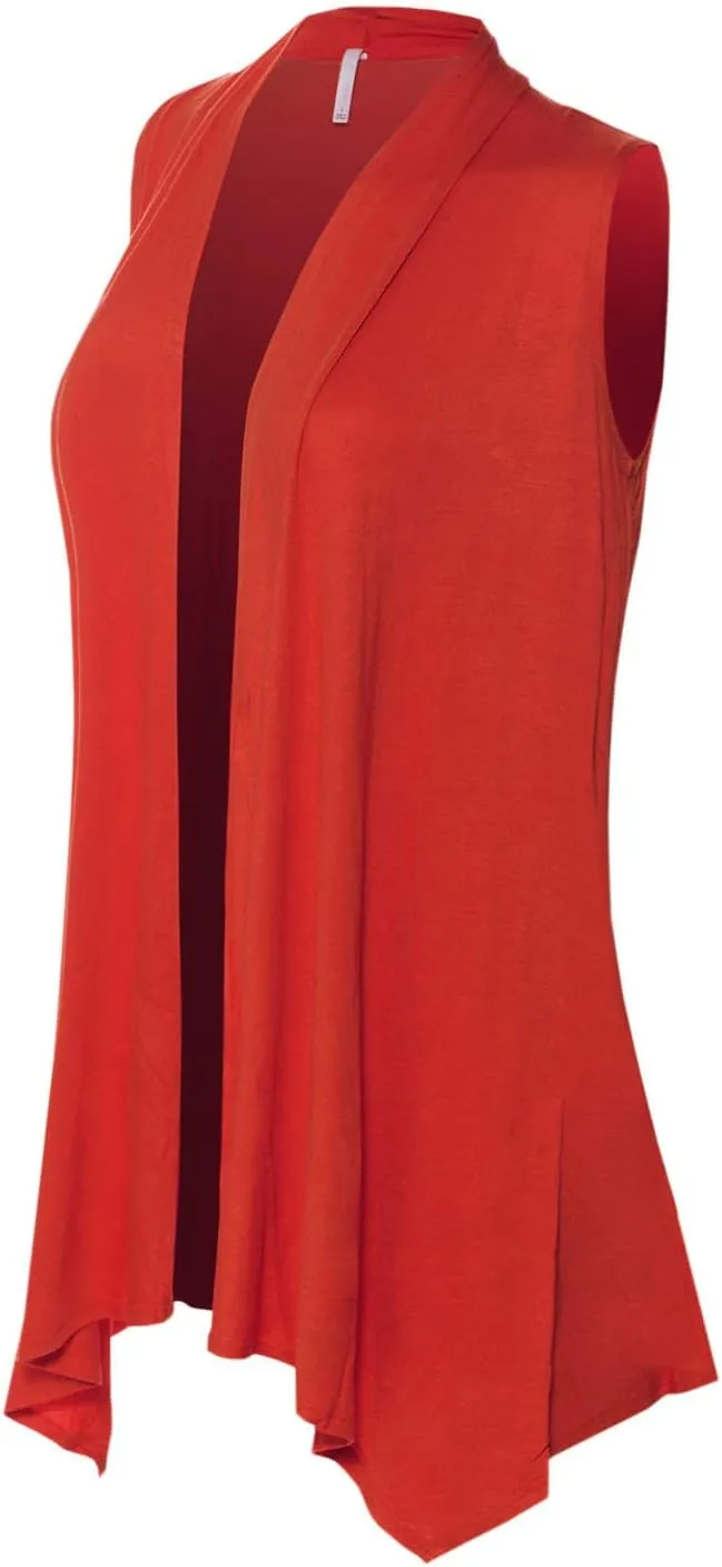 Design by Olivia Women's Sleeveless Open Front Draped Cardigan Vest Lightweight Cool Coat
