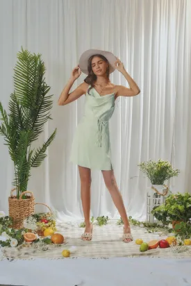 Endless Blu Sage Satin Mini Dress