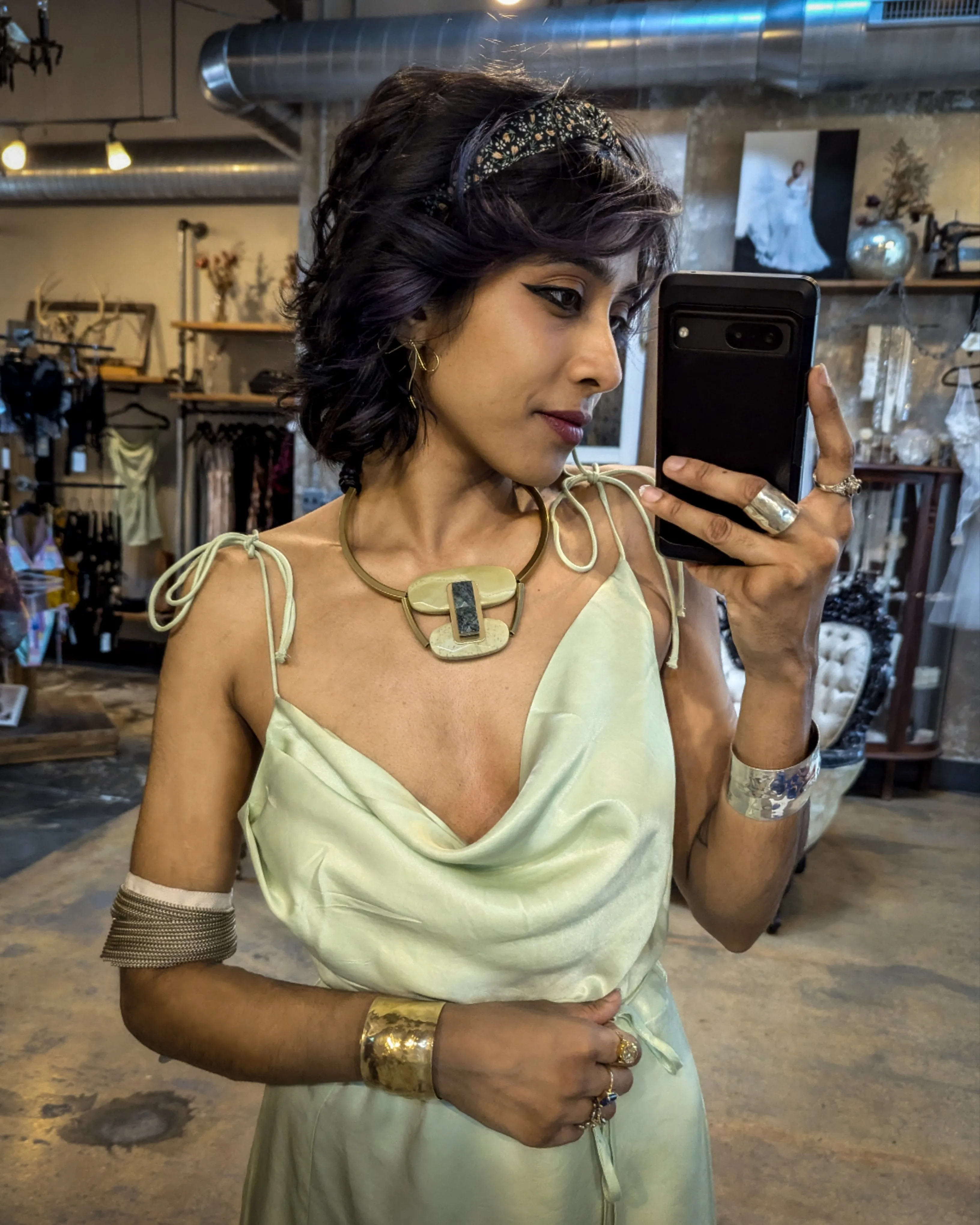 Endless Blu Sage Satin Mini Dress