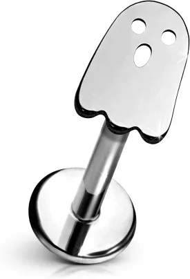 Ghost Flat Back Stud  Single Titanium Earring, Push Pin Design for Sensitive Ears  (Single Earring) Ghost Flat Back Stud  Single Titanium Earring, Push Pin Design for Sensitive Ears  (Single Earring)