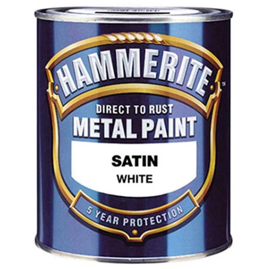 Hammerite Direct To Rust Satin White 250Ml Metal Paint