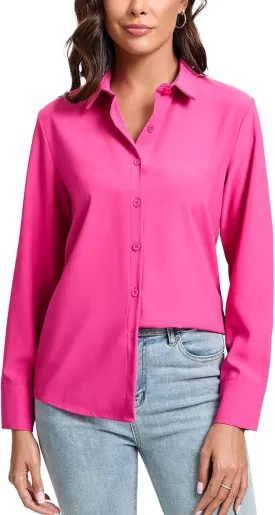 jonivey Womens Stretch Button Down Shirt Long Sleeve Wrinkle-Free Lightweight Smooth Loose Casual Office Work Shirts jonivey Womens Stretch Button Down Shirt Long Sleeve Wrinkle-Free Lightweight Smooth Loose Casual Office Work Shirts