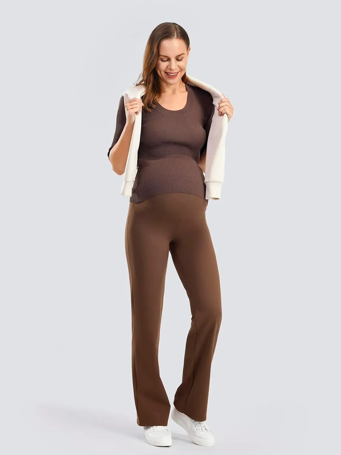 JOYSPELS Smooth Feeling Wide-Leg Maternity Leggings Over The Belly Soft Pregnancy Yoga Lounge Pants for Women