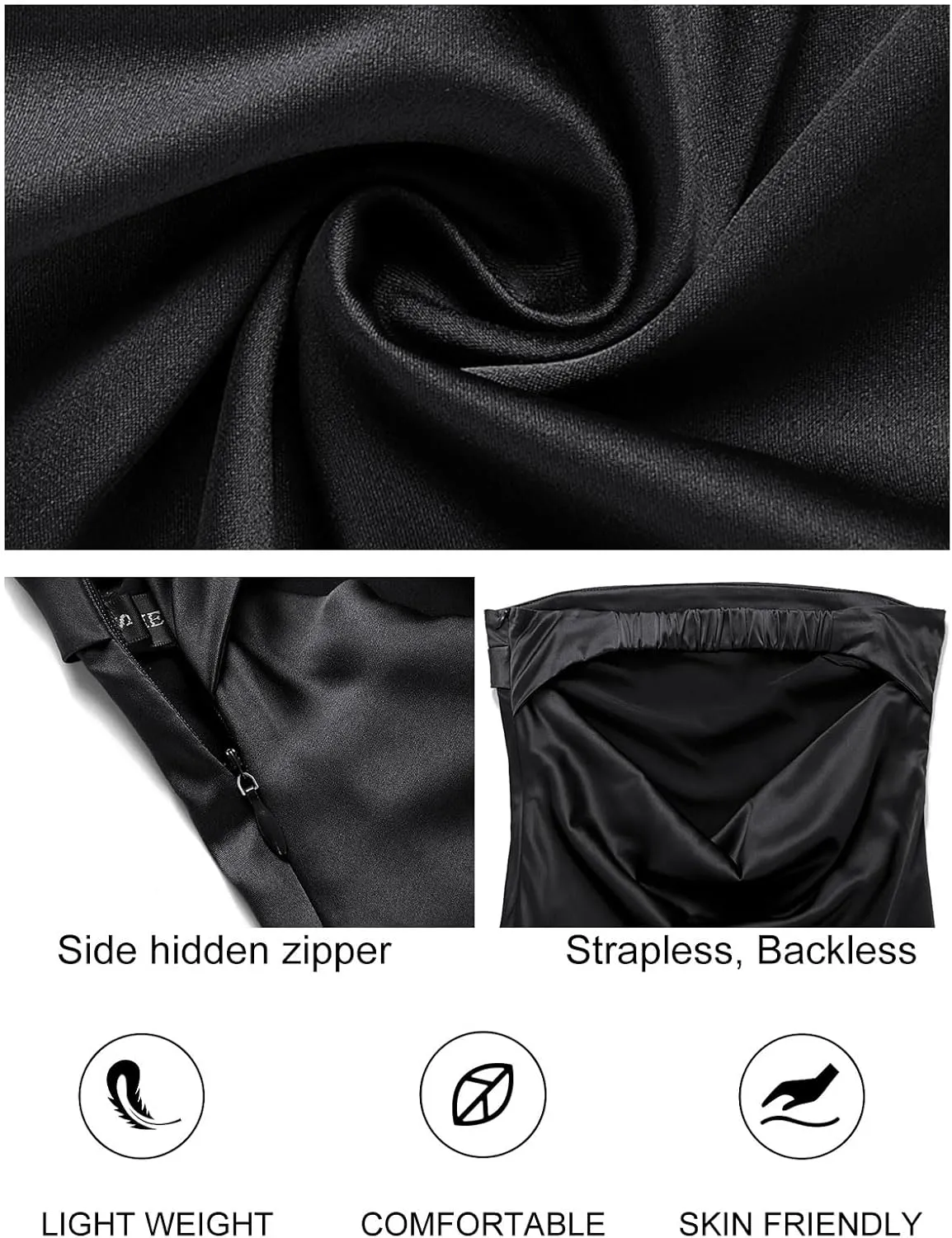 MEROKEETY Women 2025 Summer Strapless Satin Tube Bodycon Backless Wedding Guest Maxi Dress