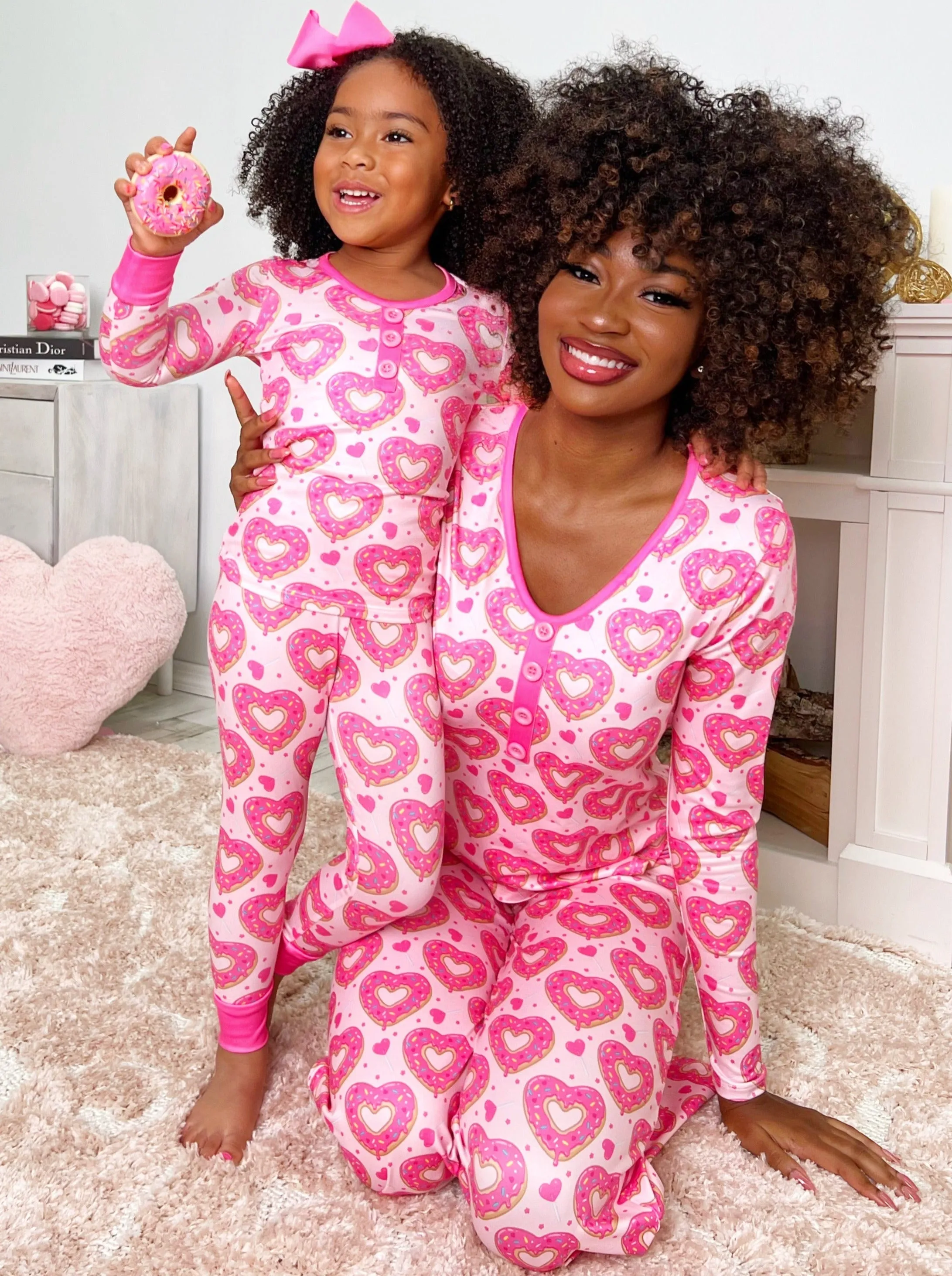 Mommy and Me Heart Donut Pajama Set
