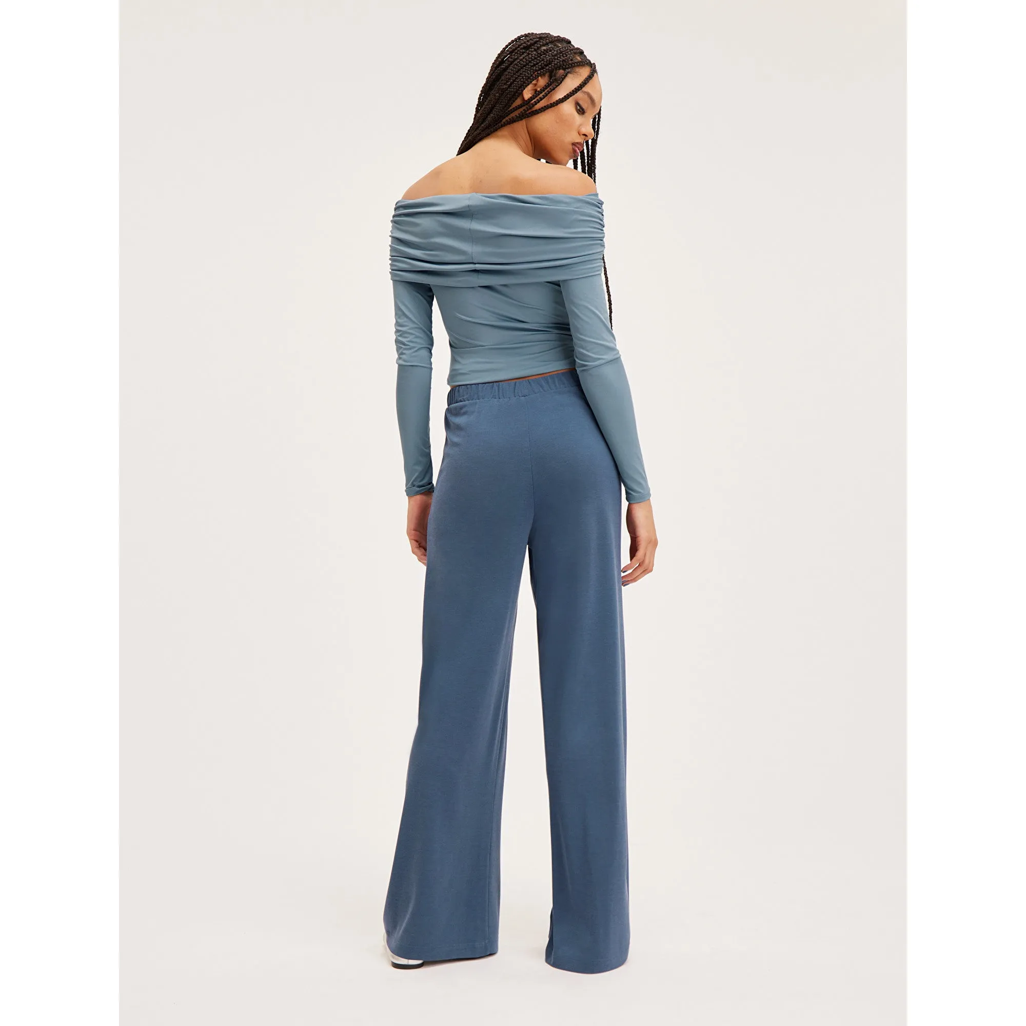 Monki Regular Fit Soft Pants, dark blue