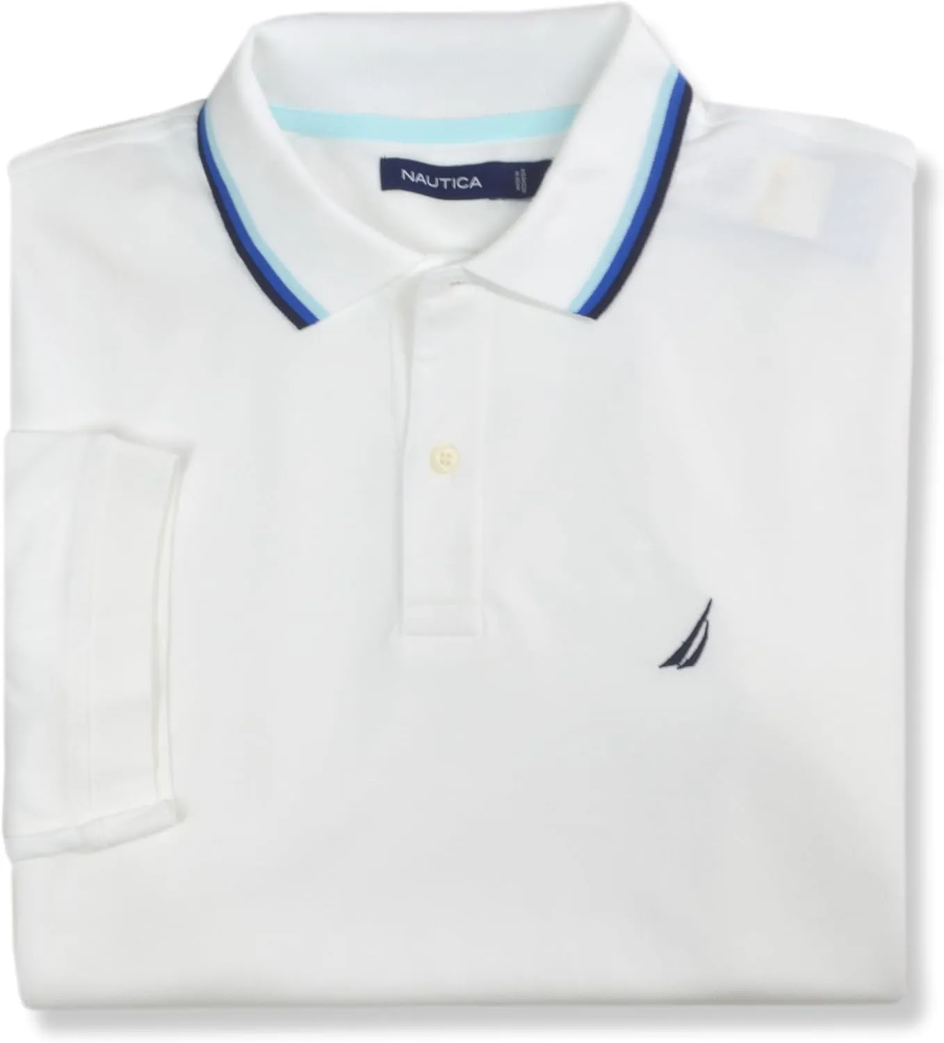 Nautica Mens Classic Fit Cotton Blend Smooth Mesh Performance Polo Shirt,