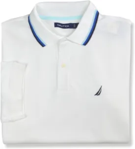 Nautica Mens Classic Fit Cotton Blend Smooth Mesh Performance Polo Shirt,