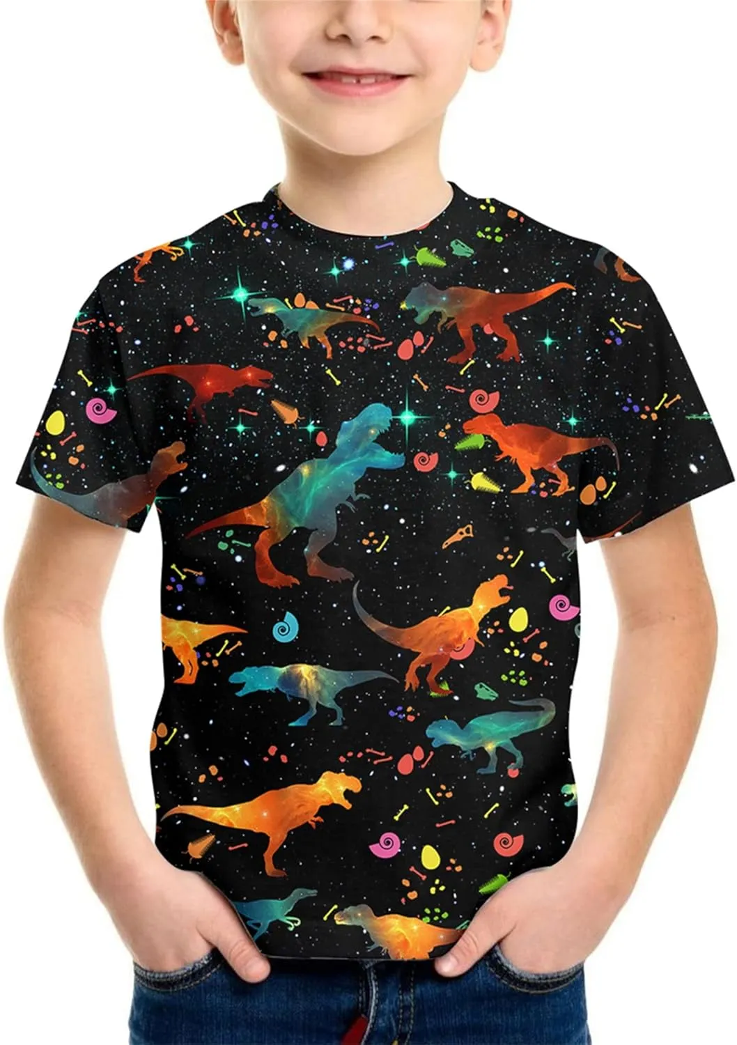 Neemanndy Teens Boys Girls Shirts 3D Print Colorful Design Graphic Tee Shirt with Short Sleeve for Kids 6-16 Years