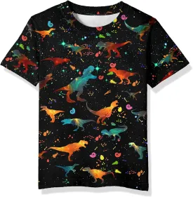 Neemanndy Teens Boys Girls Shirts 3D Print Colorful Design Graphic Tee Shirt with Short Sleeve for Kids 6-16 Years