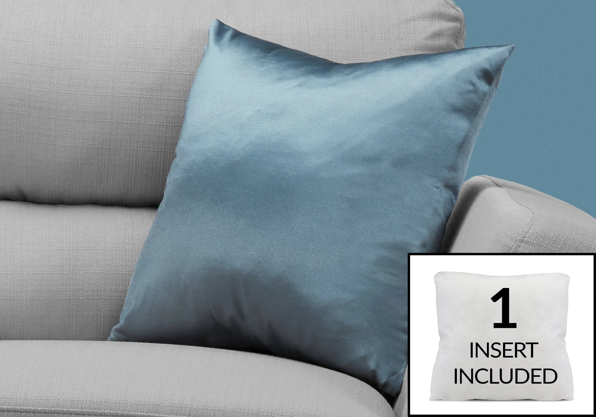 Pillow - 18"X 18" / Pale Blue Satin / 1Pc