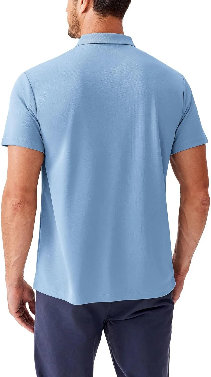 PINSPARK Golf Polo Shirts for Men Quick Dry Short Sleeve Collared Shirt Slim Fit Casual Solid Stylish Polos Shirt