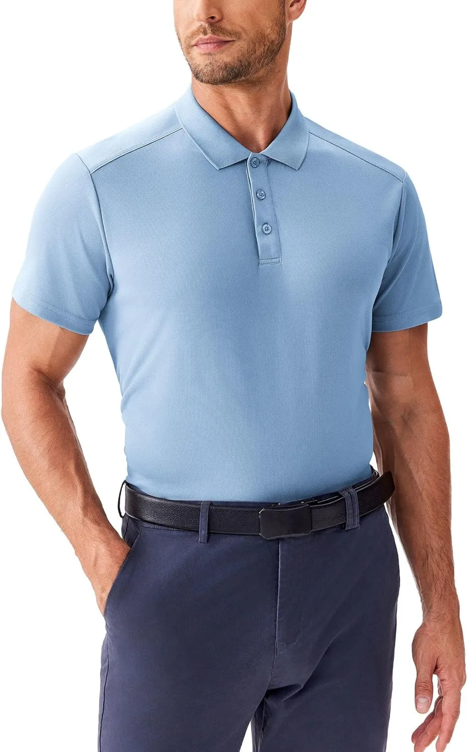 PINSPARK Golf Polo Shirts for Men Quick Dry Short Sleeve Collared Shirt Slim Fit Casual Solid Stylish Polos Shirt