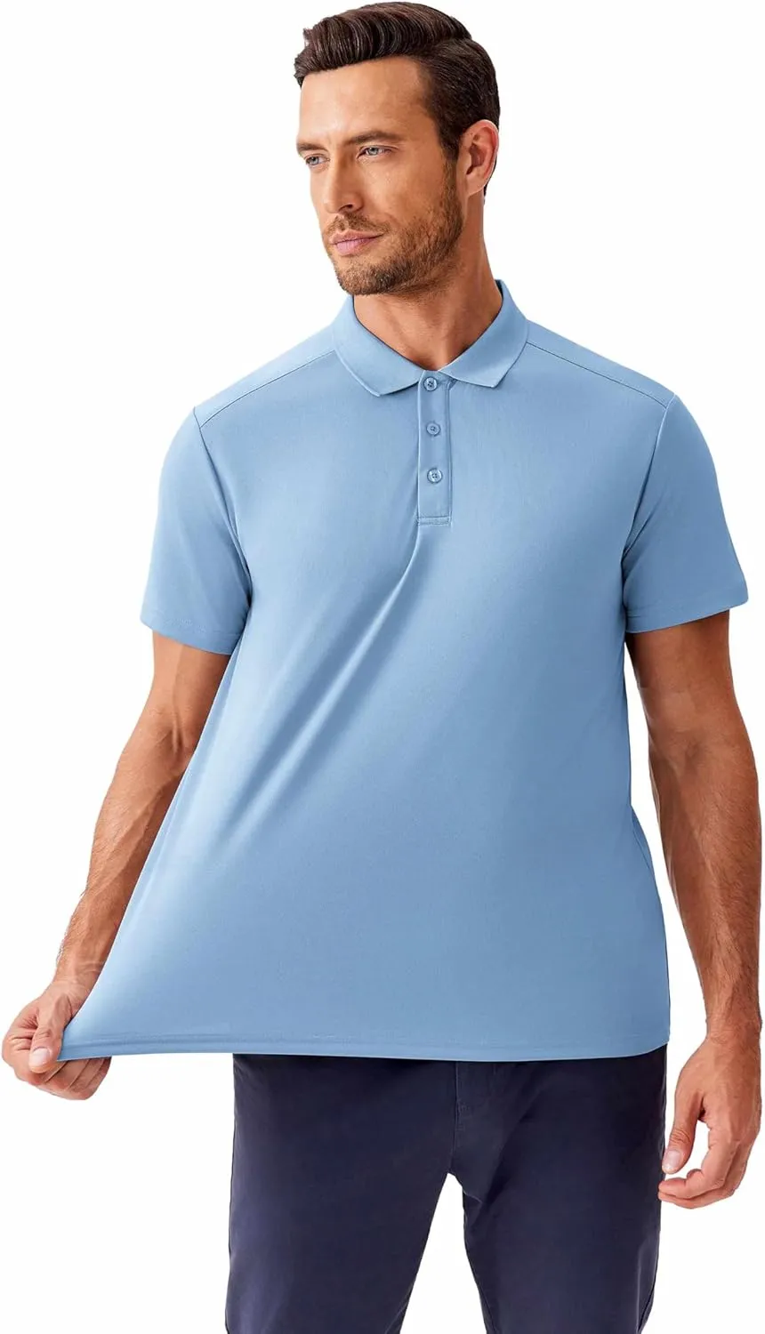 PINSPARK Golf Polo Shirts for Men Quick Dry Short Sleeve Collared Shirt Slim Fit Casual Solid Stylish Polos Shirt