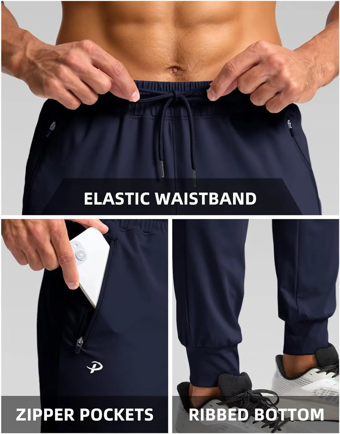 Pudolla Men's Lightweight Sweatpants with Pockets Ultra 4-Way Stretch Joggers Gym Workout Runing Athletic Track Pants