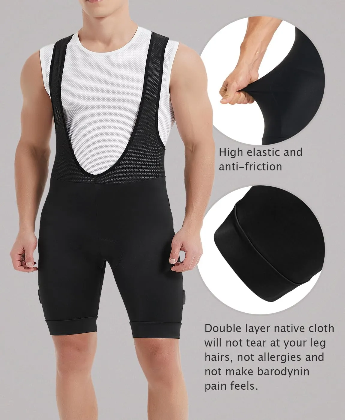 qualidyne Men's Cycling Bib Shorts 4D Padded Breathable Road Bike Bibs Biking Shorts