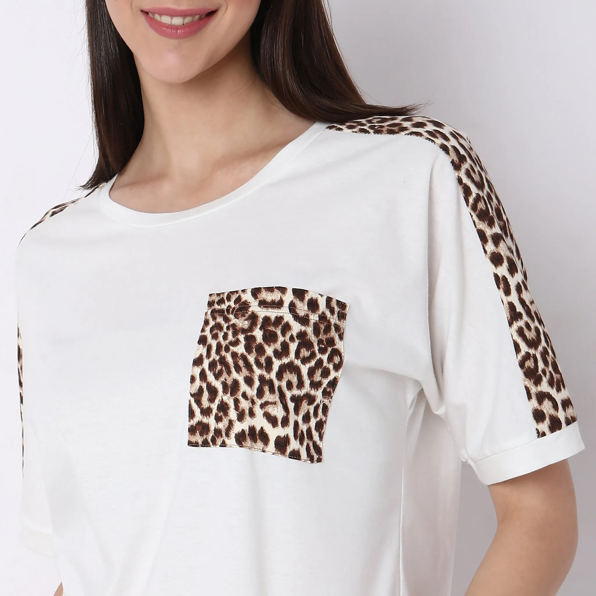 Regular Fit Printed T-shirt with Pyjama Sleepwear Set
