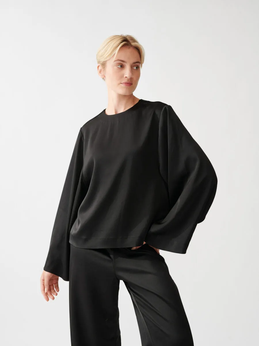 Satin Bell Sleeve Blouse