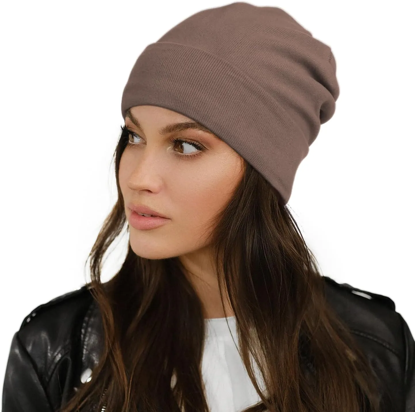Satin Lined Skull Cap Slouchy Beanie Warm Knit Hat for Locs, Curls