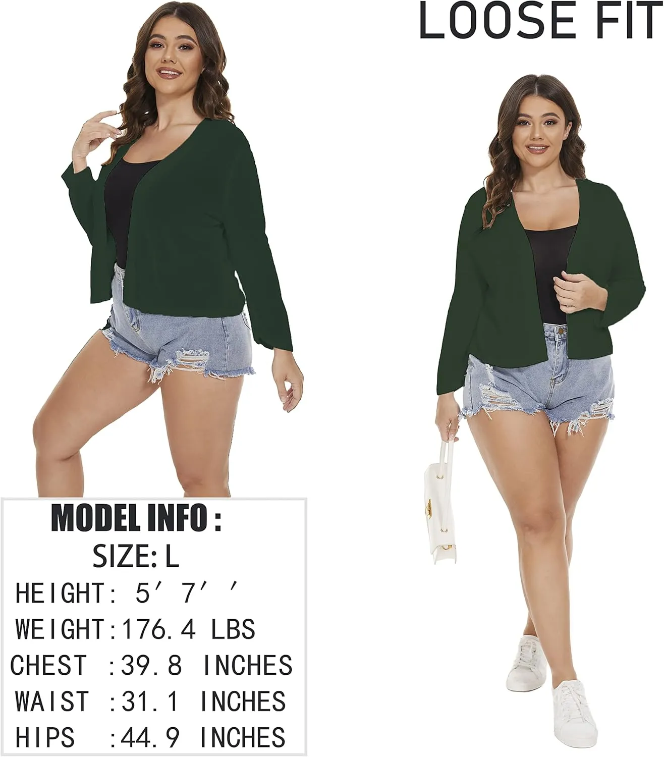 Satuun Women's 3/4 Sleeve Bolero Shrugs Lightweight Open Front Cropped Cardigan Sweaters