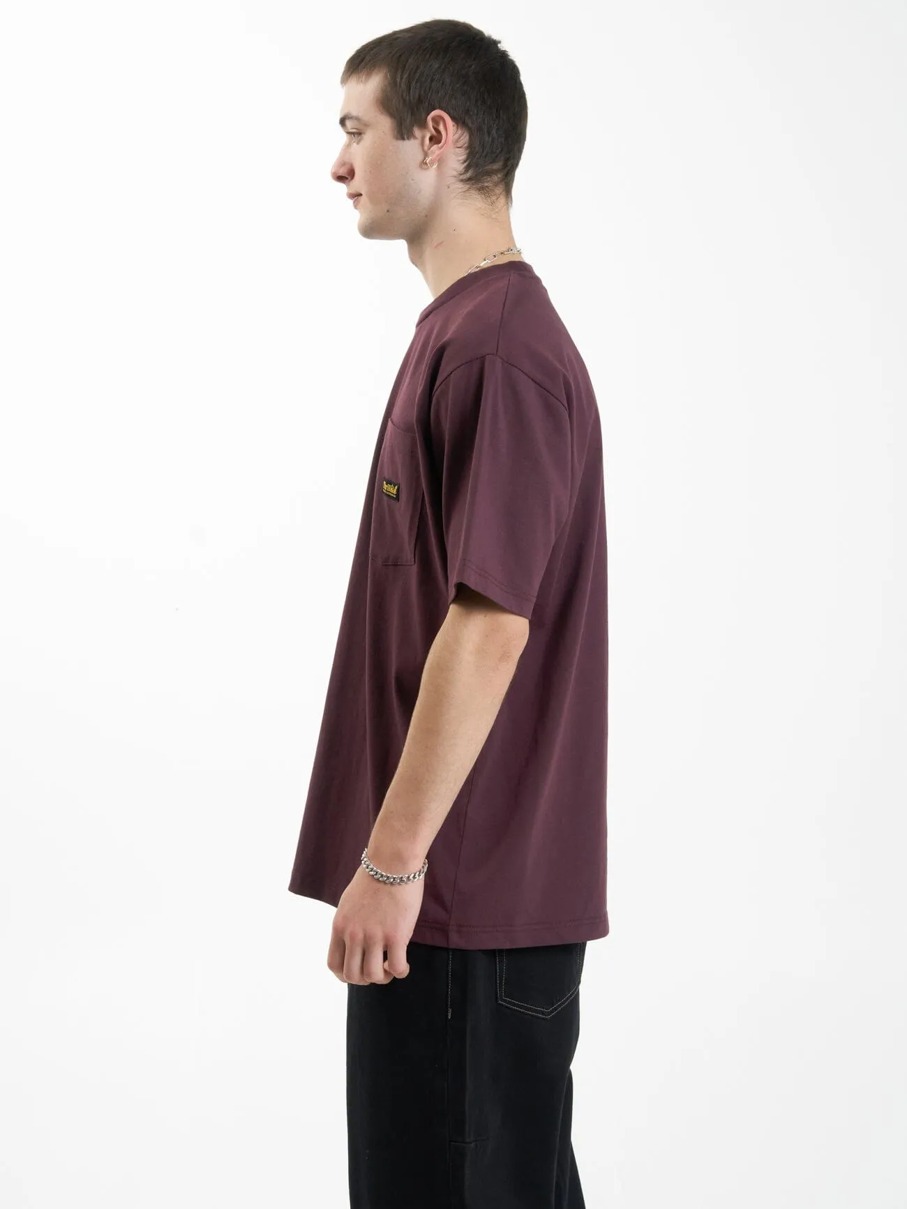 Thrills Union Oversize Fit Pocket Tee - Wine