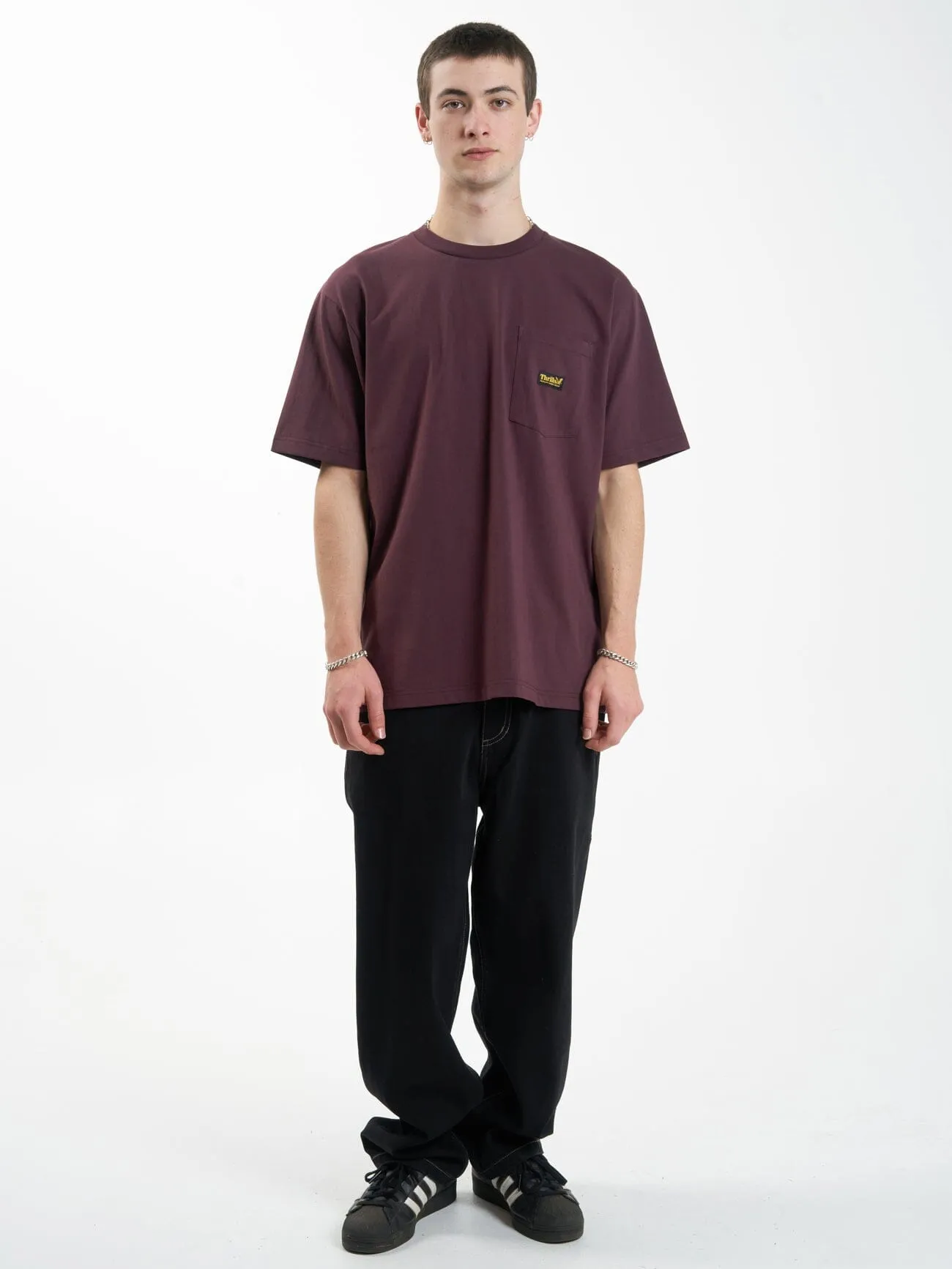 Thrills Union Oversize Fit Pocket Tee - Wine