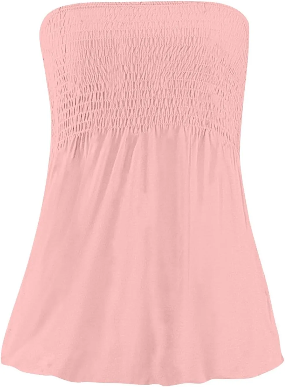 Tube Tops for Women Floral Print Strapless Tube Tops Smocked Ruffled Sleeveless Bandeau Lightweight Cute Tanks