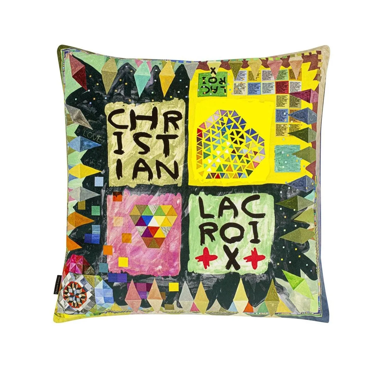 Two-sided pillow ARLECCHINO WOOD cotton satin
