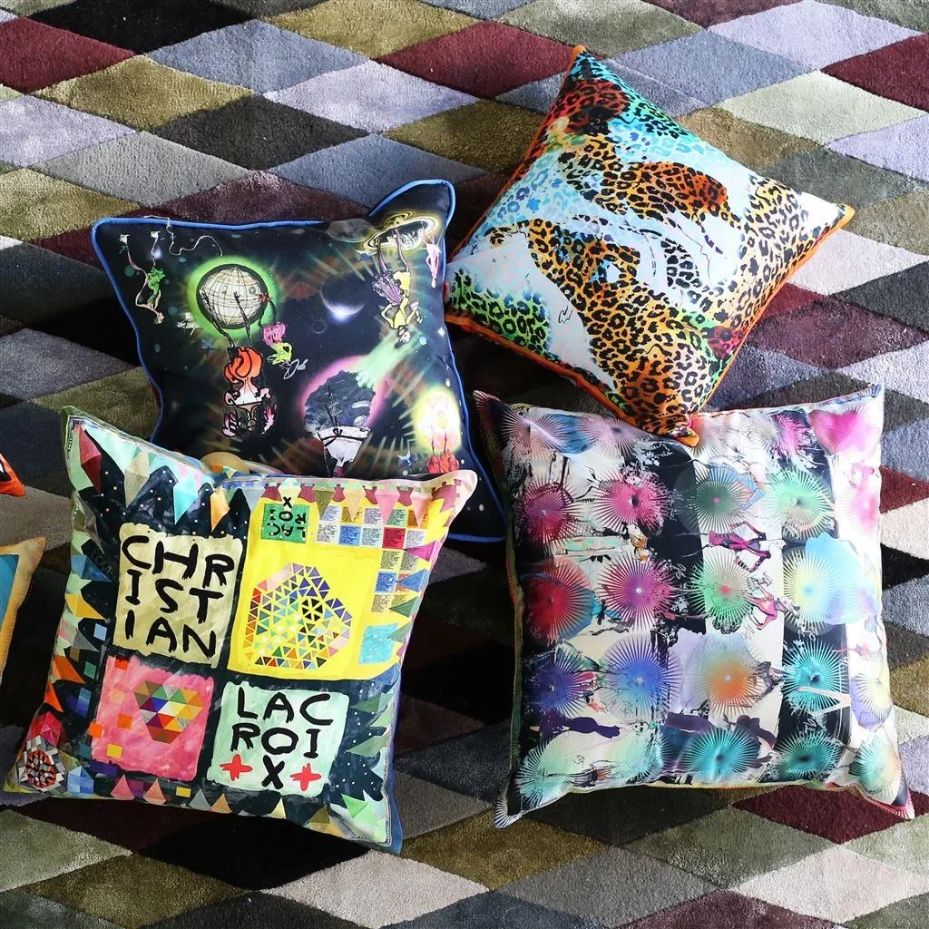 Two-sided pillow ARLECCHINO WOOD cotton satin