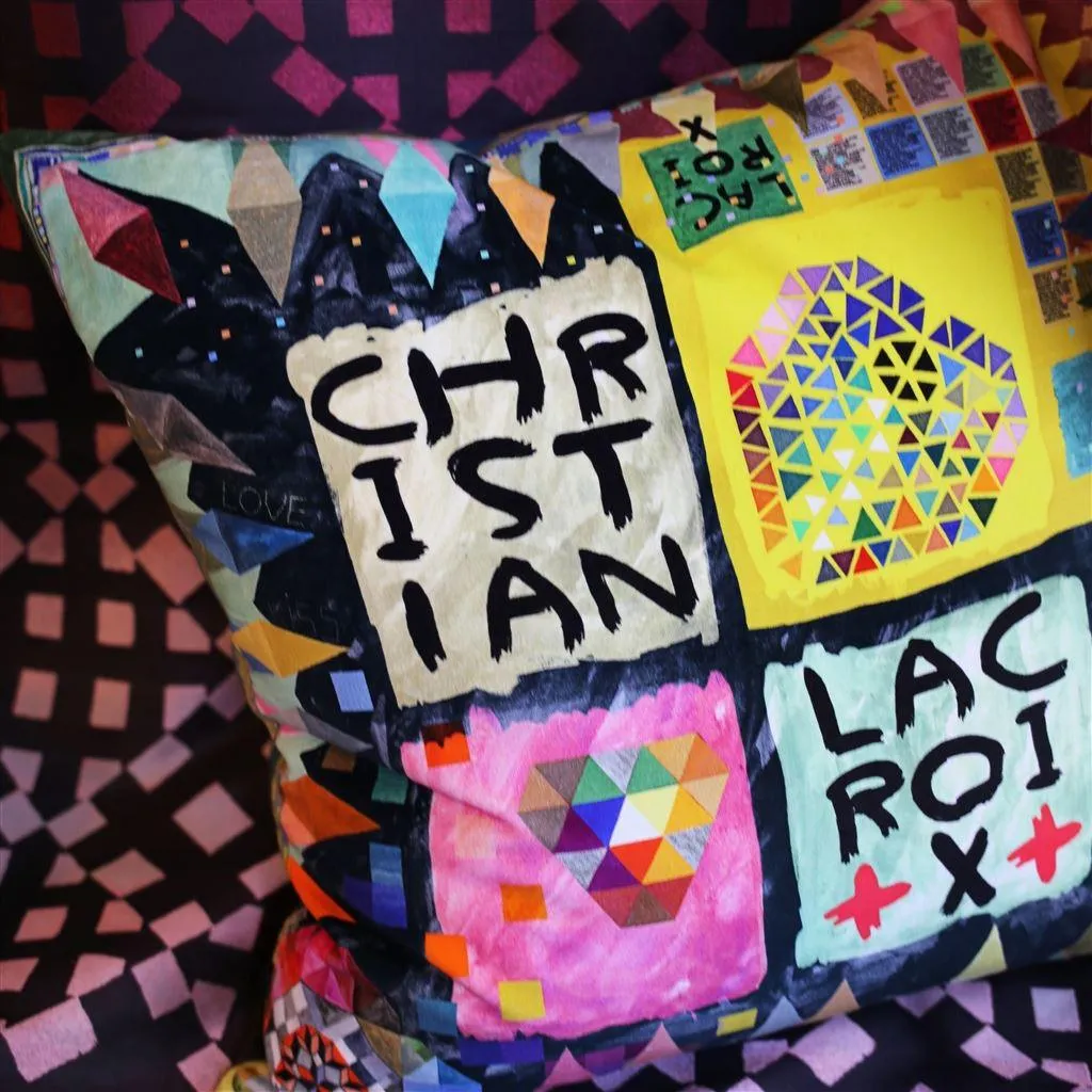 Two-sided pillow ARLECCHINO WOOD cotton satin