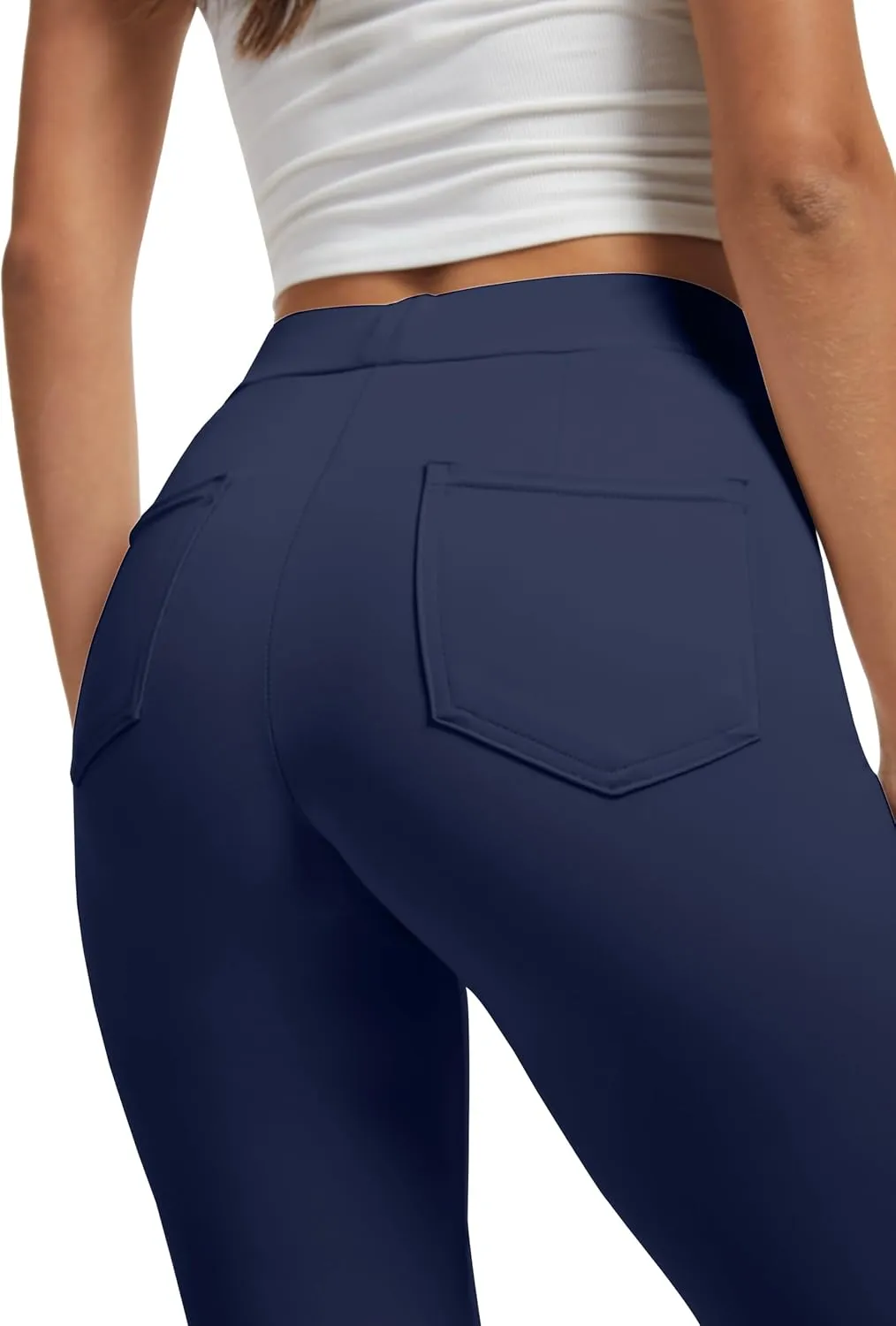 VIMPEP Womens Soft Feeling Straight Yoga Pants Pull On Tuck Line Stretchy Dress Pants for Business Casual Petite/Regular 106